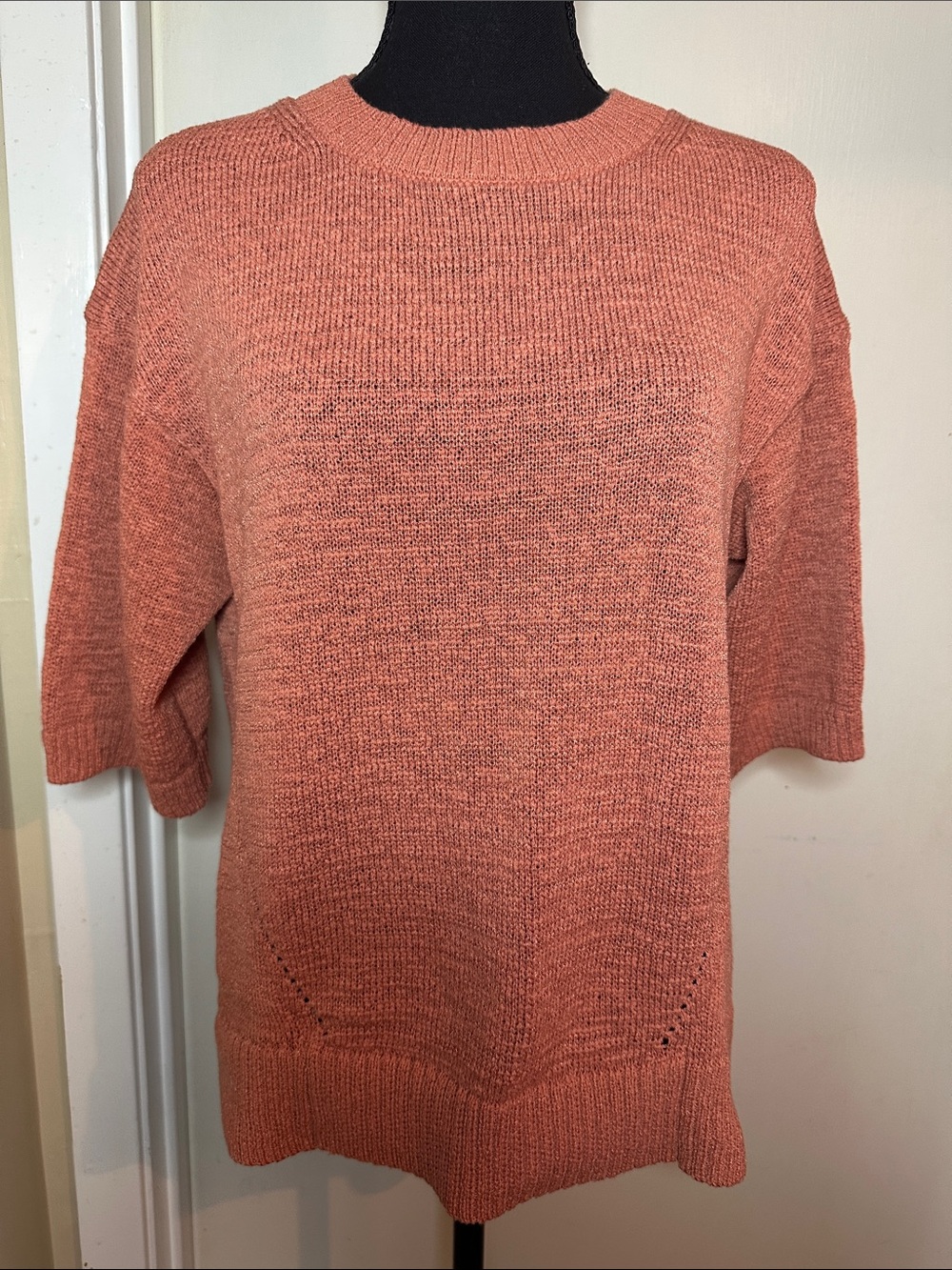 Banana Republic Factory Coral Knit Short-Sleeve Crewneck Sweater
